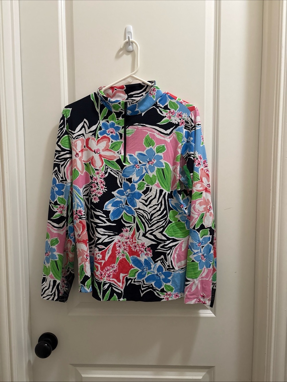 IBKUL Women's L 1/4 Zip Floral Polo Multicolor Golf Quick Dry UV Stretch